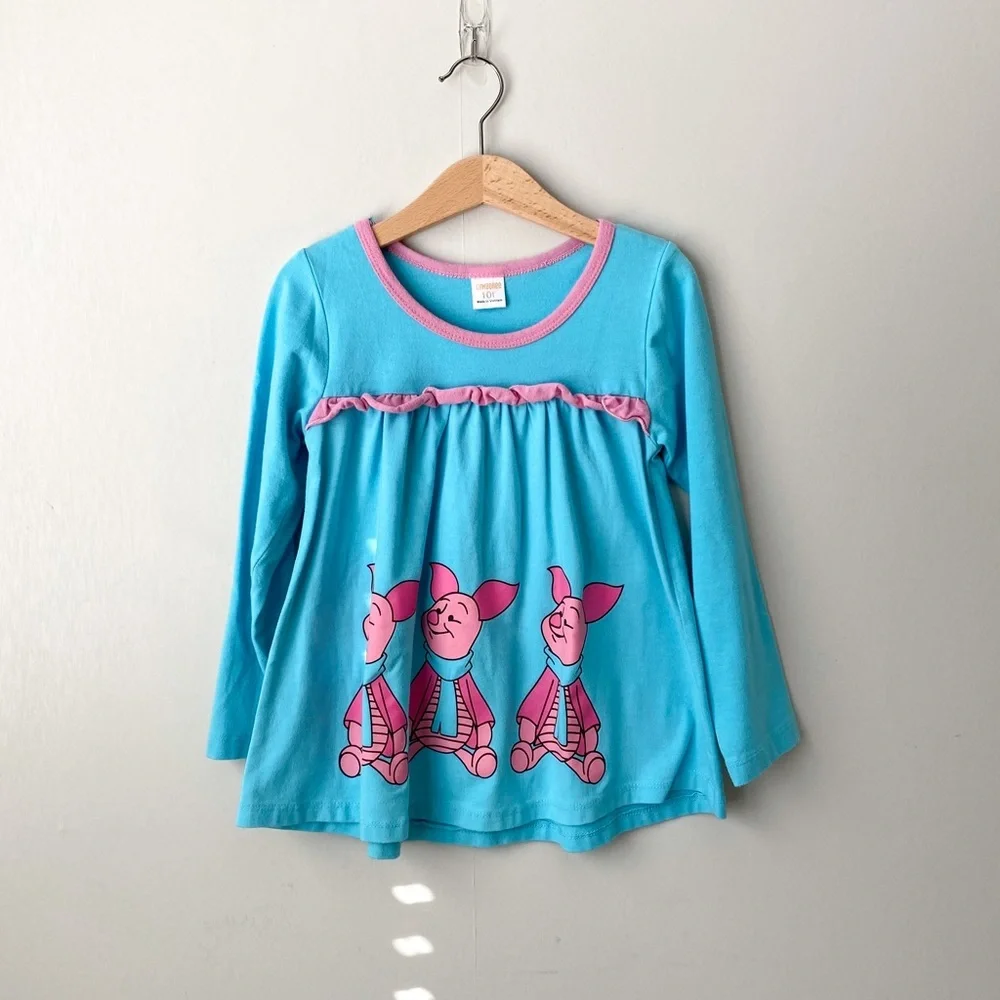 Y2K Gymboree Piglet Long Sleeve Peplum Shirt Girls 10